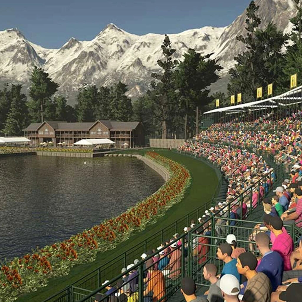 rendering of a virtual golf audience